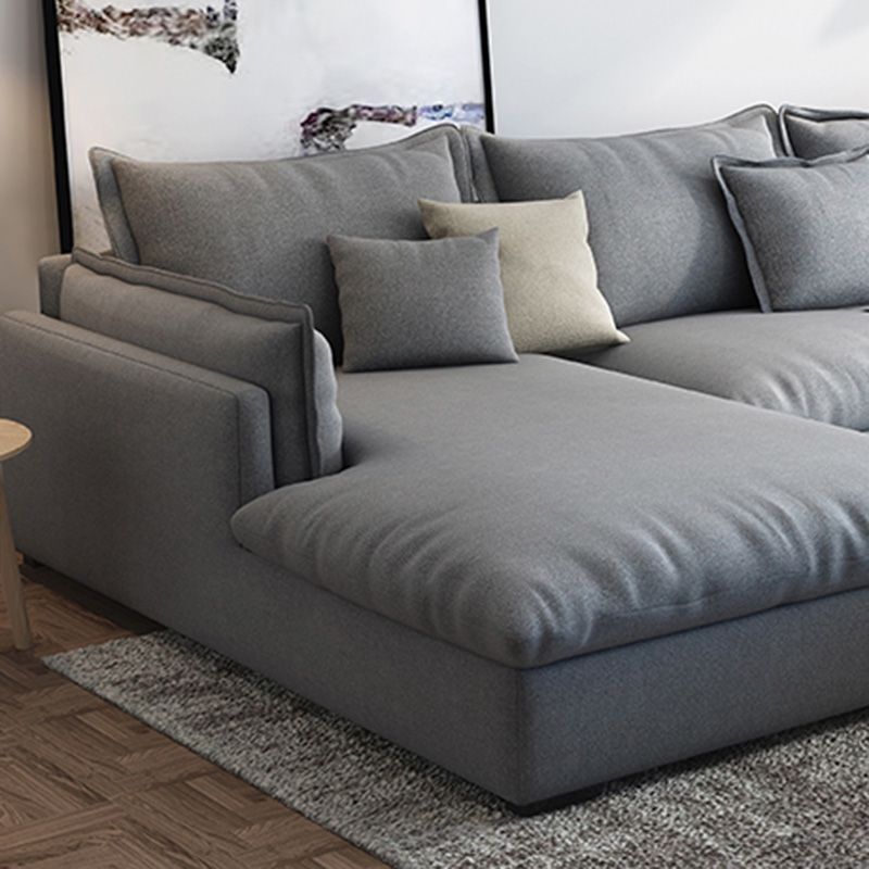 Light-grey Contemporary Sectional Living Room Solid Wood Sofa