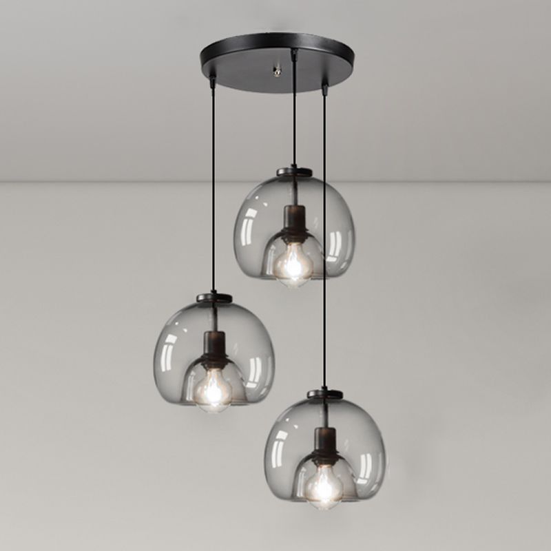 Glazen zwarthangende lamp in moderne artistieke stijl Iron Globe Hanglamp voor eetkamer