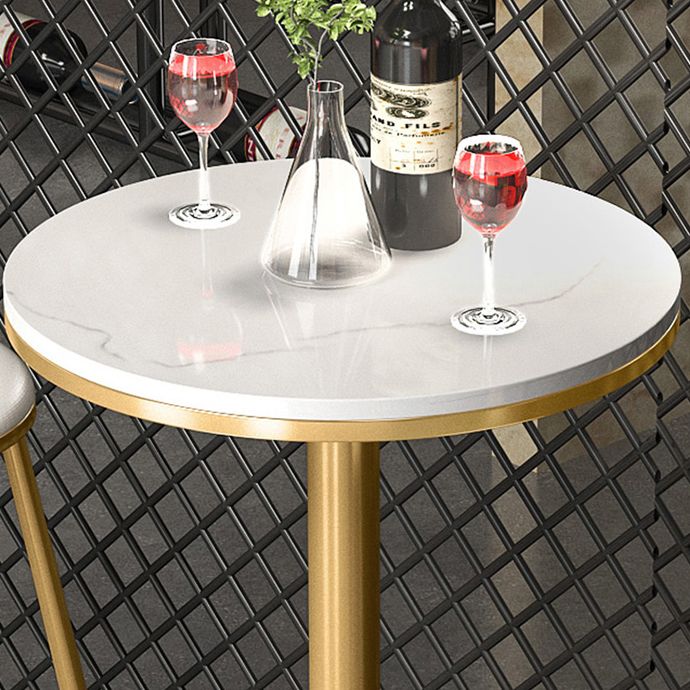 Glam Round Stone Bar Table Set 1/2/3/4 Pieces Counter Table with High Stools