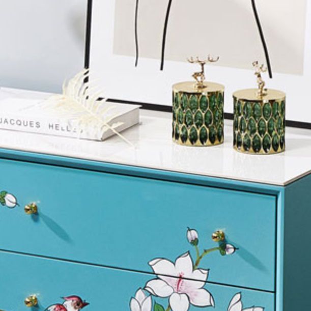 Glam Combo Dresser Horizontal Stone Storage Chest Dresser for Bedroom