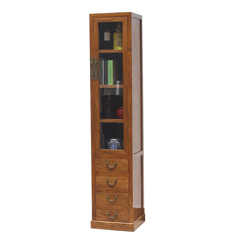 74.8" Tall 4 -drawer Accent Cabinet Solid Wood Glass Paned Chest