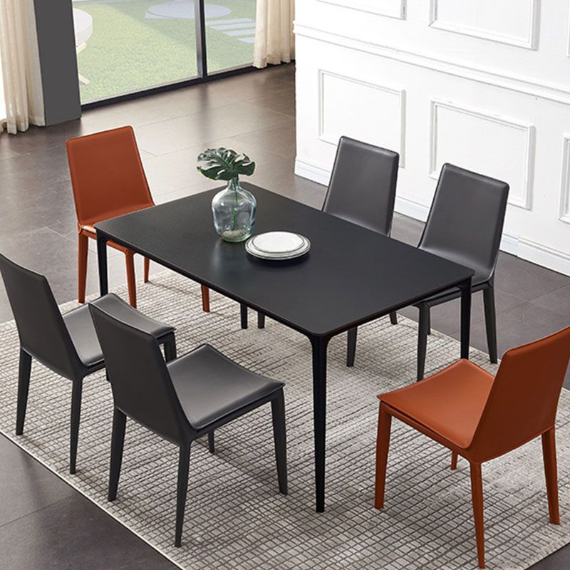Contemporary Metal Dining Room Chair Armless Leather Dining Chair for Home Use