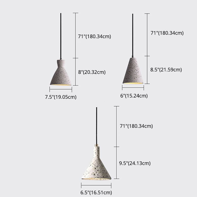 Nordic 1-Bulb hanger lamp Conical Small Suspension Lamp met terrazzo-schaduw voor Diner