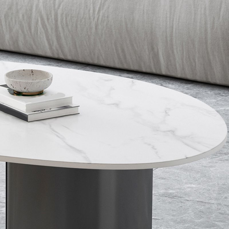 15"H Glam Coffee Table Slate Single White Coffee Cocktail Table