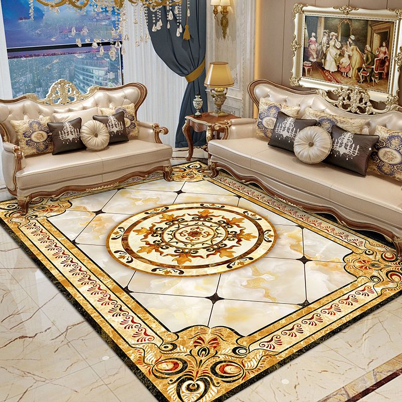 Navy Modern Rug Polyester Graphic Rug Non-Slip Backing Rug for Home Decoraion