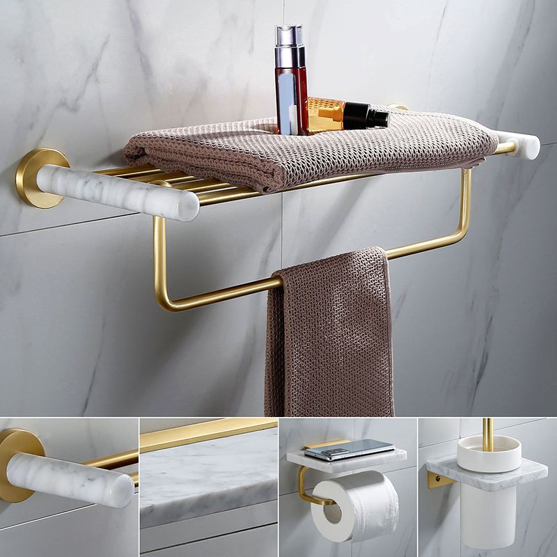 Modern Golden Bath Hardware Set Brass& Marble Bathroom Accessory Kit