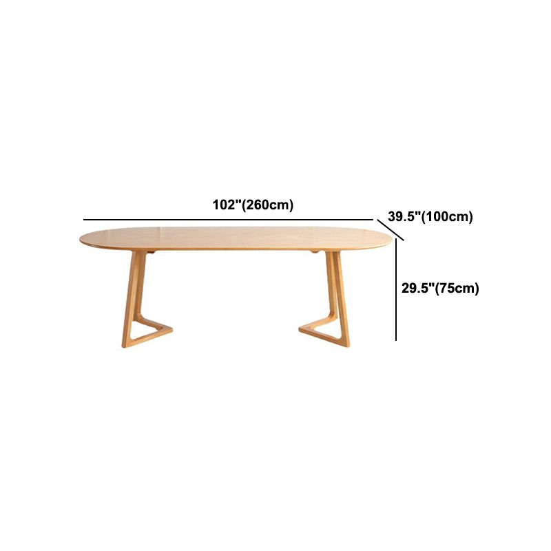 Modern Oval Pine Wood Dining Table Wood Base Home Dining Table