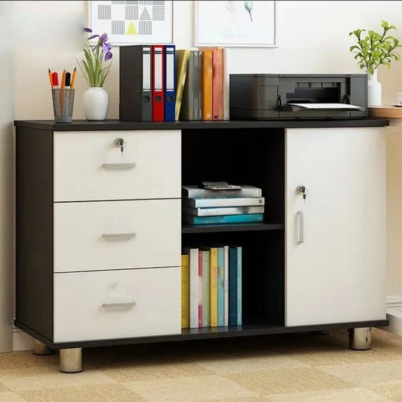 Modern Side Cabinet Wooden Accent Cabinet with 1 Door and 3 Drawers
