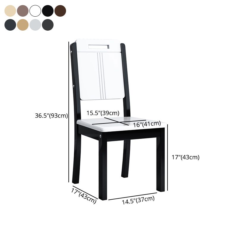 Silla de comedor industrial de madera para el hogar, silla auxiliar de comedor con respaldo abierto y sin brazos (juego de 2)