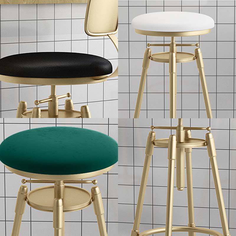 Metal Adjustable Height Bar Stool Industrial Upholstered Bar Stools