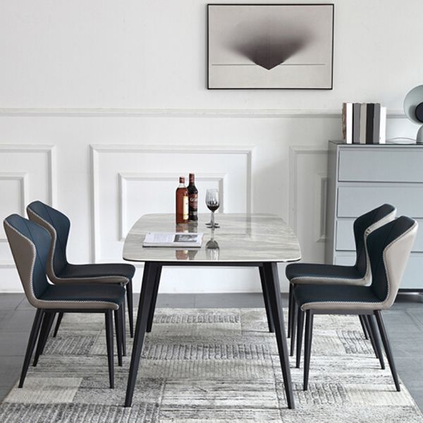 Sintered Stone Dining Table Simplicity Style 4 Legs Carbon Steel Base Rectangle Table for Home