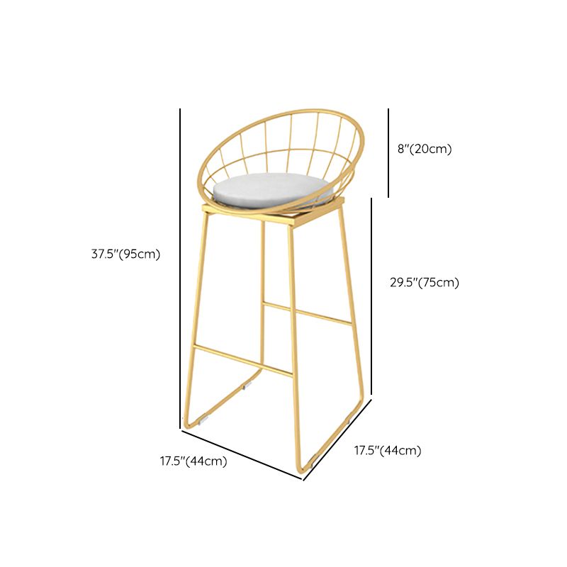 Glam Upholstered Counter Stool Low Back Stool with Gold Frame