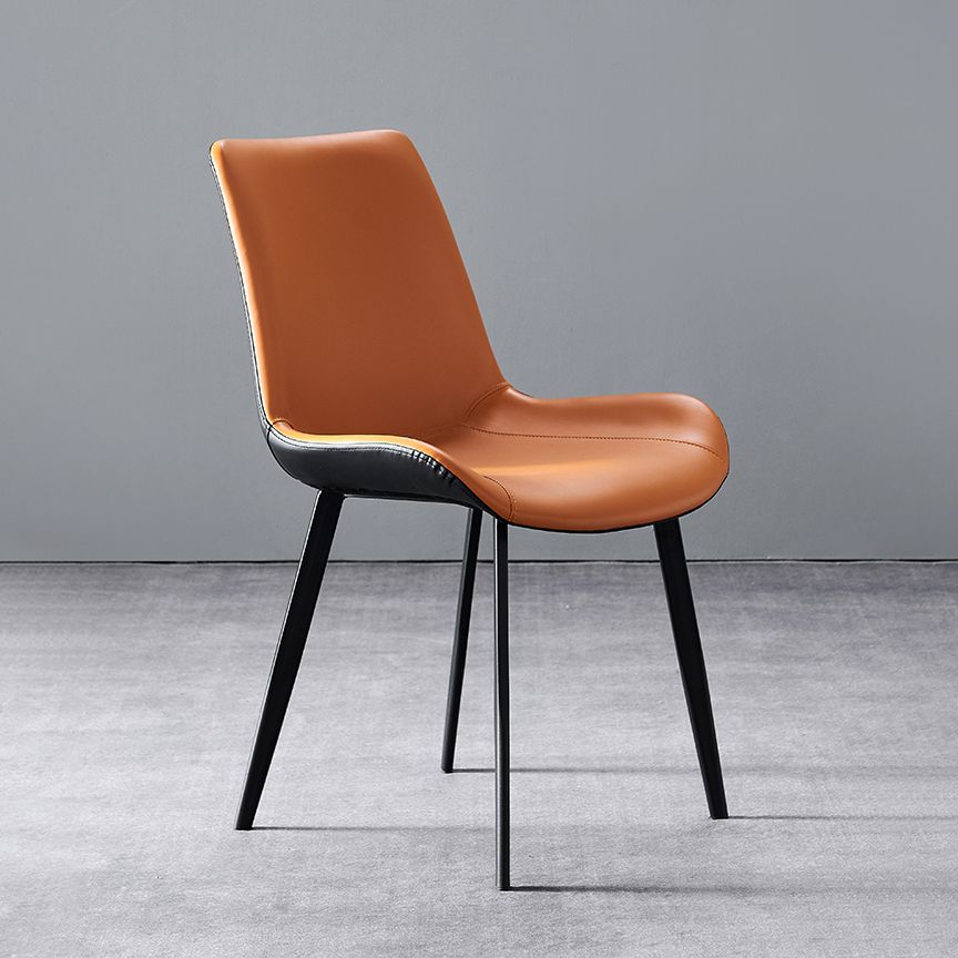 Industrial Dining Faux Leather Chair Indoor Black Metal Legs Dining Chair