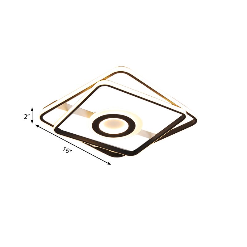 Cuadrados/Rectangulares Montan luz Acrílico Negro contemporáneo Cuarto LED integrado Luz de techo LED en Warm/Blanco, 16 "/19,5" /23,5 " O