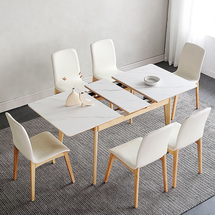 Modern Style Dining Table Sintered Stone Drop-Leaf Table for Home