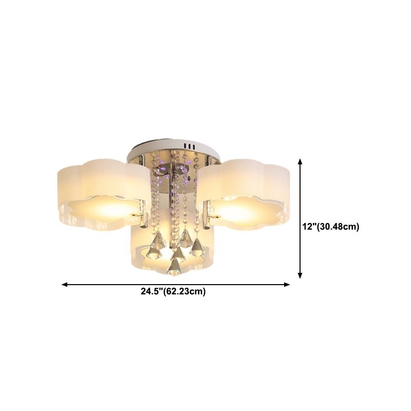 3/5/6/7/9-Light Modern Chrome Flush Mount Lighting LED Ceiling Light with Crystal