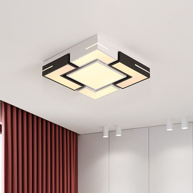Black-White Splicing Square Ceiling Flush Nordic LED Acryl Bündig Mount Light in White/3 Color Light