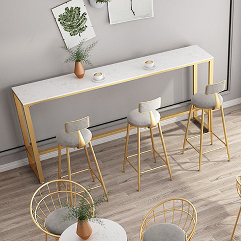 42-inch Height Cocktail Bar Table Glam Style Stone Top Bar Table for Living Room