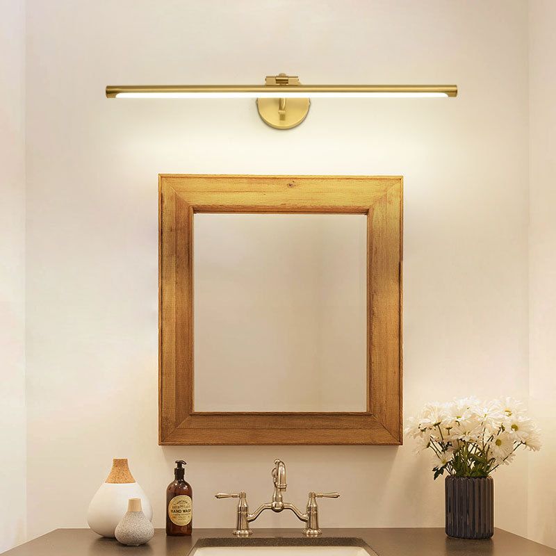 Retro Brass Mirror Cabinet Bathroom Wall Lights Metal Linear Shade LED Ambient Vanity Lighting