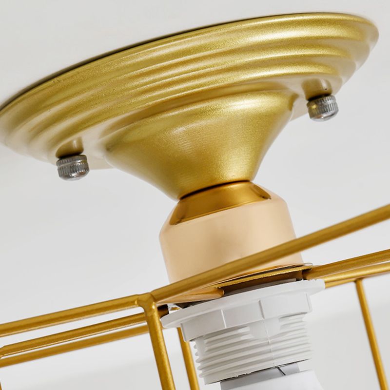 Metal Geometric Shape Flush Mount Light Industrial 1 Light Flush Mount Ceiling Fixture