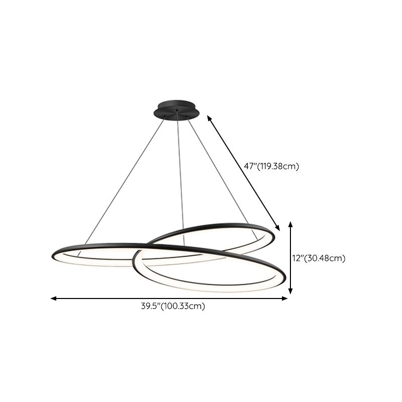 Aluminum Kitchen Island Fixture in Black Finish LED Contemporary Ceiling Pendant Light