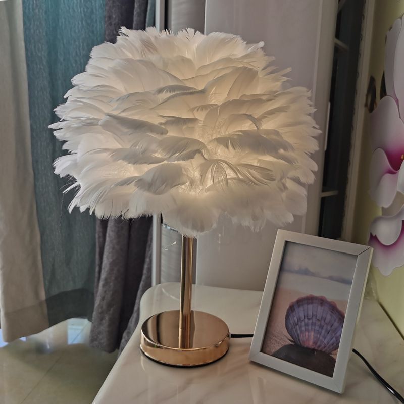 Modern Style Desk Light Colorful Feather Desk Lamp for Bedroom