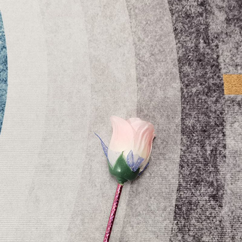 Classical Floral Printed Rug Polyester Indoor Carpet Non-Slip Backing Area Rug for Living Room