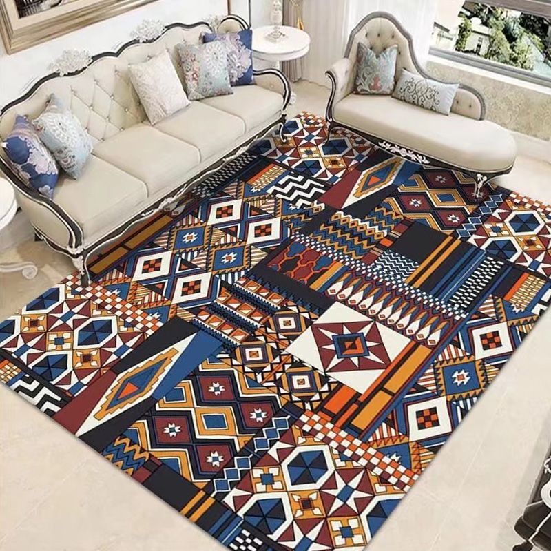 Light Orange Bohemia Rug Polyester Graphic Rug Stain Resistant Area Rug for Drawing Room