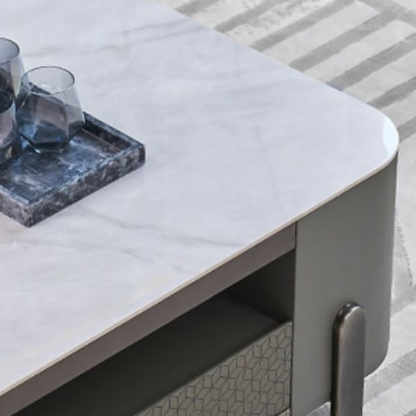 27" Wide Contemporary 4 Legs Slate White Rectangular Coffee Table