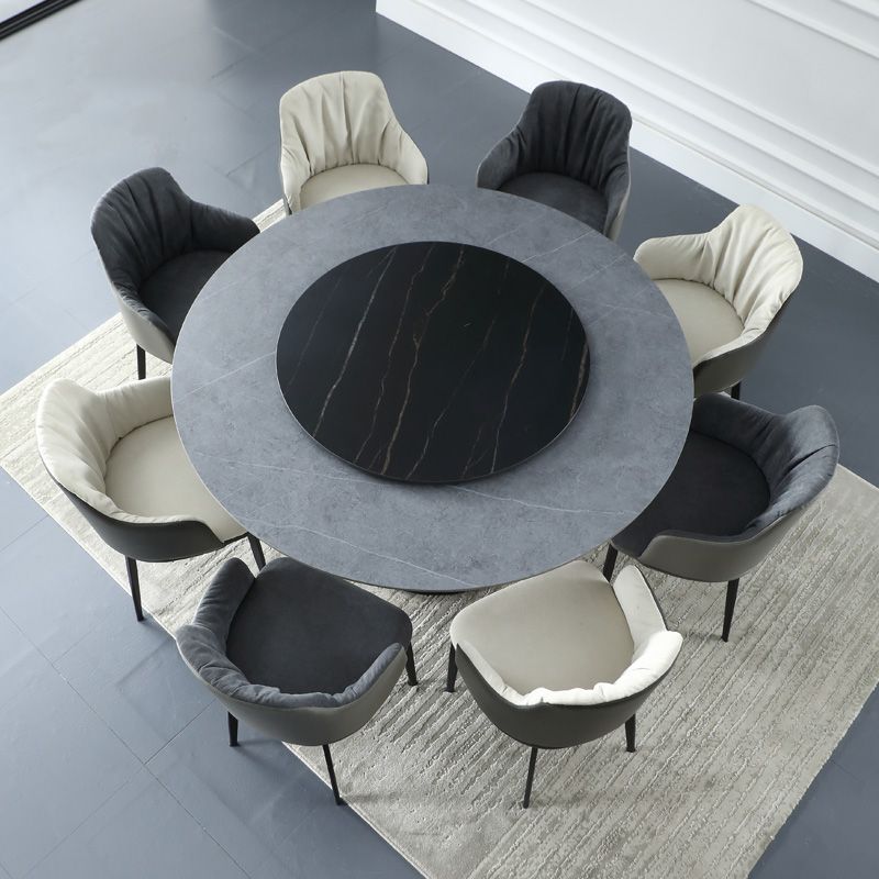 Round Stone Top Dining Table Contemporary Dining Table with Turntable