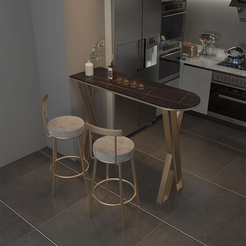 Glam 1/2/3/5 Pieces Bar Table Set Rectangle Bar Table with Metal High Stools for Home