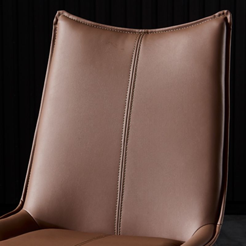 Chaise de salle à manger à dossier solide en cuir moderne (Ensemble de 2)