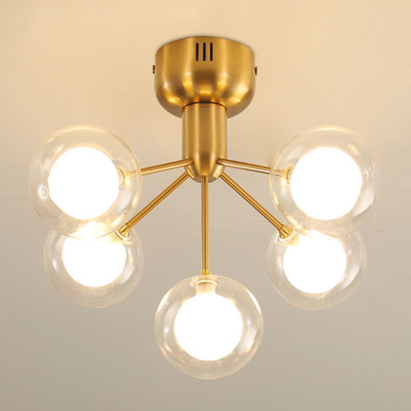 Sputnik Ceiling Lighting Contemporary 5-Light Semi Flush Mount for Hallway