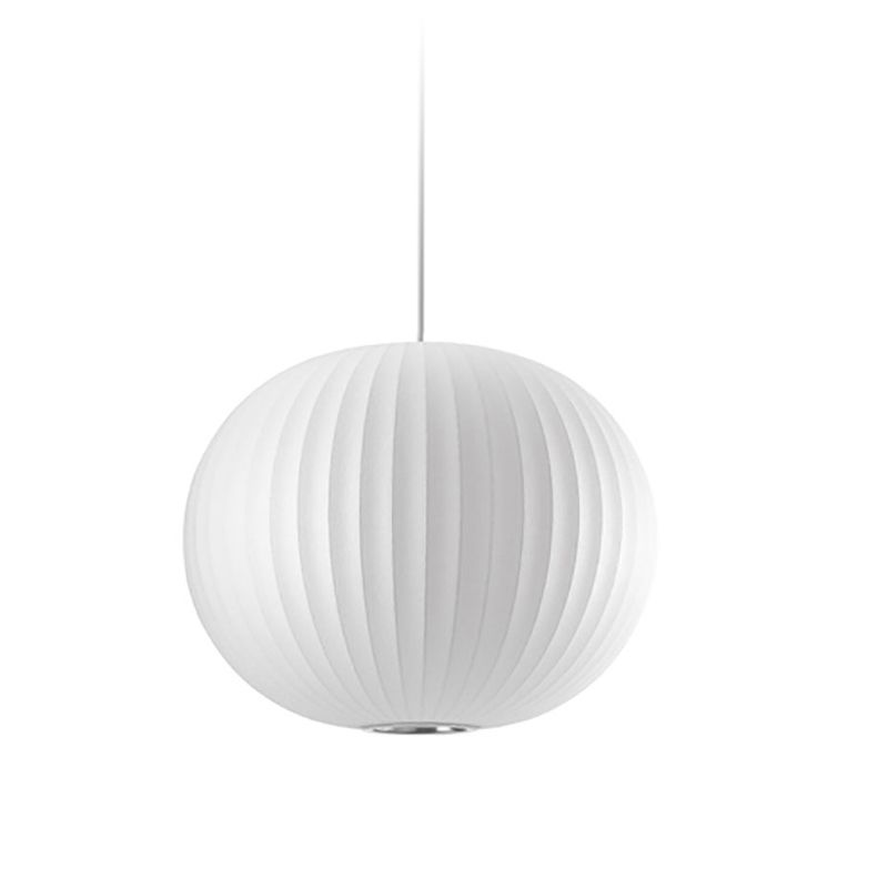 Shaded Living Room Hanging Pendant Light Fabric Modern Down Lighting Pendant in White