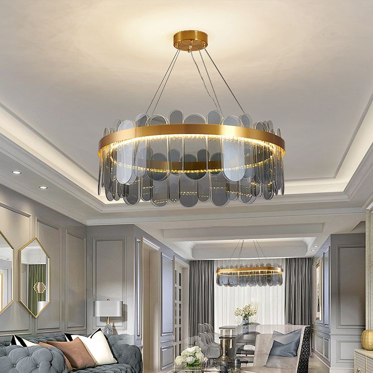 Modern Nordic LED Hanging Light Glass Geometric Chandelier for Living Room