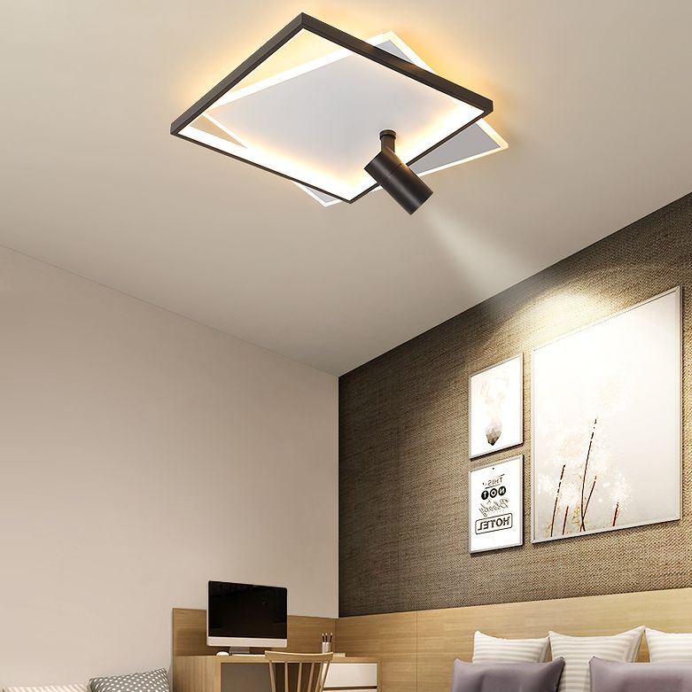 Luz de techo LED de aluminio de 1 luces en un estilo creativo moderno de estilo cuadrado Semi Flush Light con sombra acrílica