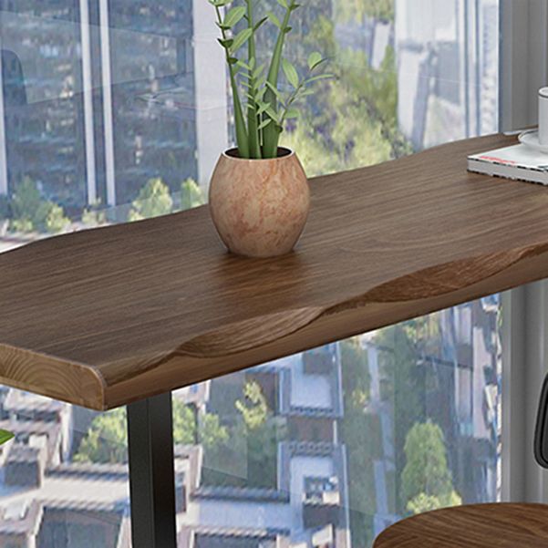 Contemporary Rectangle Bar Set 1/3 Pieces Solid Wood Counter Table with Metal Stools