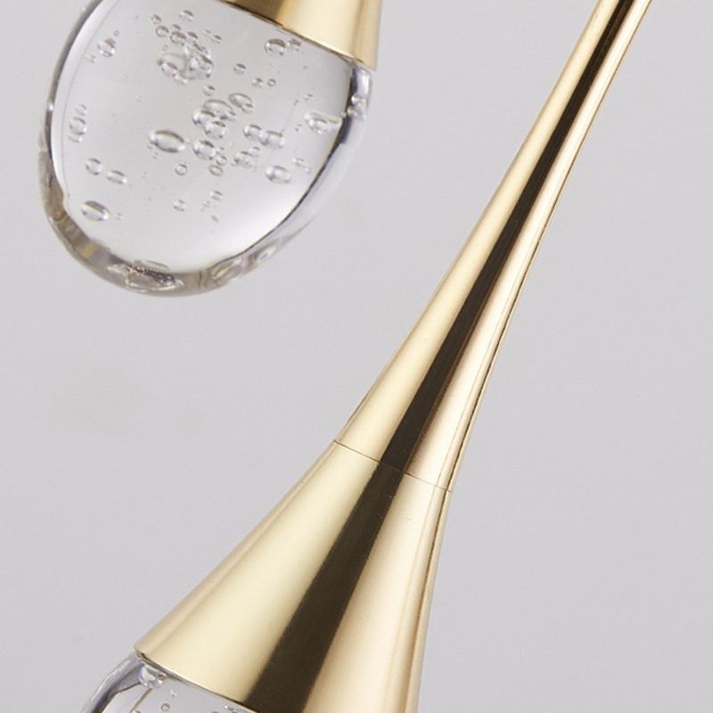 Luce a ciondolo a led lacrima oro in moderna luce in alluminio in alluminio in alluminio con tonalità di cristallo