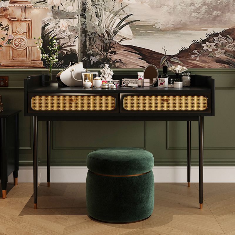 Mid-Century Modern Make-up Vanity with Drawers in Brown Solid Wood