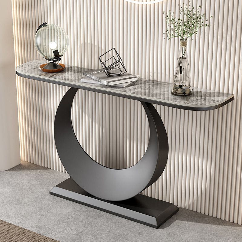 Stain Resistant Console Table 11.8" W Slate Glam Half Moon End Table