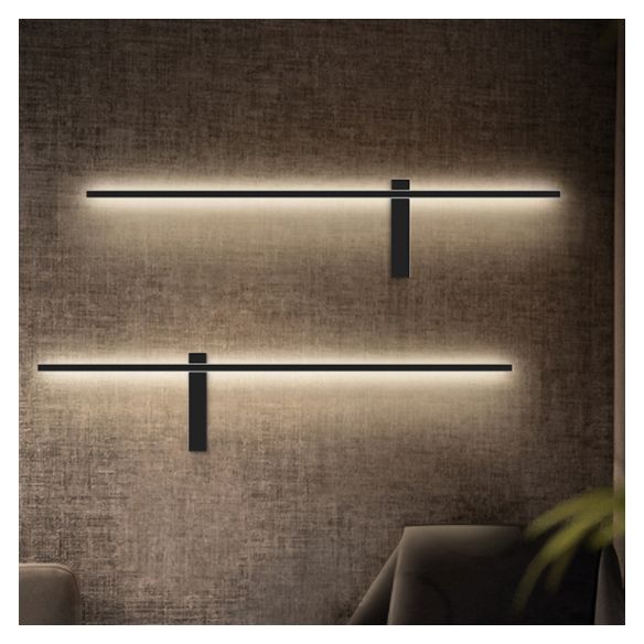 Moderno Minimalista Estilo lineal Luz montado en la pared lineal Ideas de iluminación de pared acrílica para sala de estar