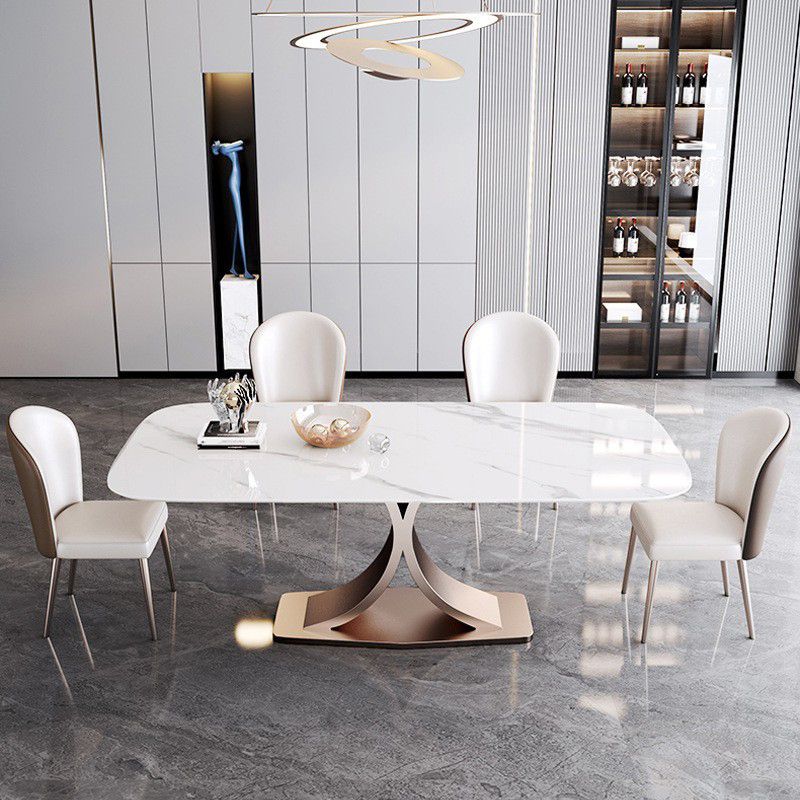 Modern Sintered Stone Top Dining Set Rectangle 1/5/6 Pieces Dining Room Table Set