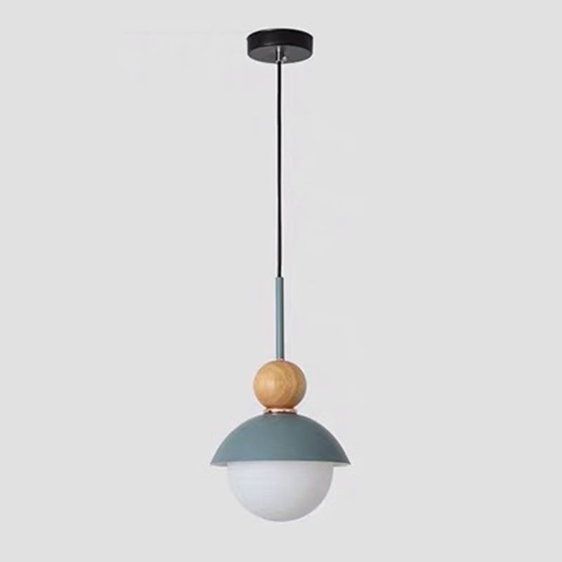 Bedside Globe Pendant Lamp Aluminum 1 Head Macaron Suspension Light