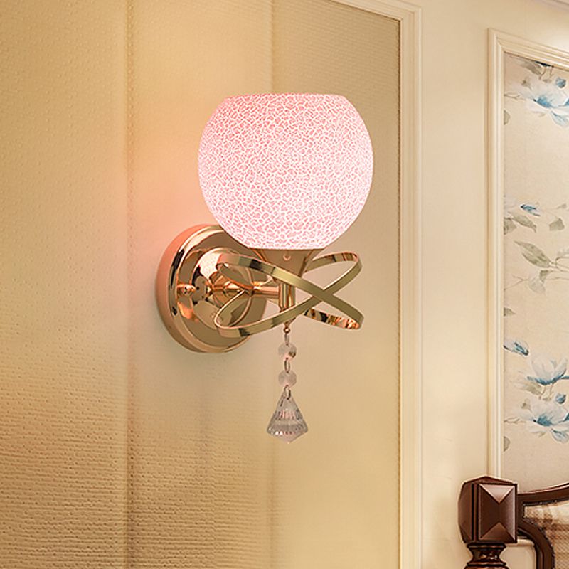 Post Modern Diamond SCONCE LIMMTER LICHTBRIJFTER 1 Licht kristallen wandmuurlamp met roze gebarsten glazen schaduw