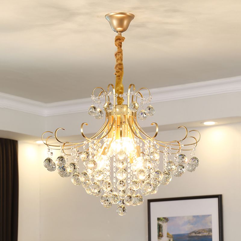 LED -Kristalldecke Kronleuchter traditioneller Goldgeflügelte Form Wohnzimmer Suspension Beleuchtung
