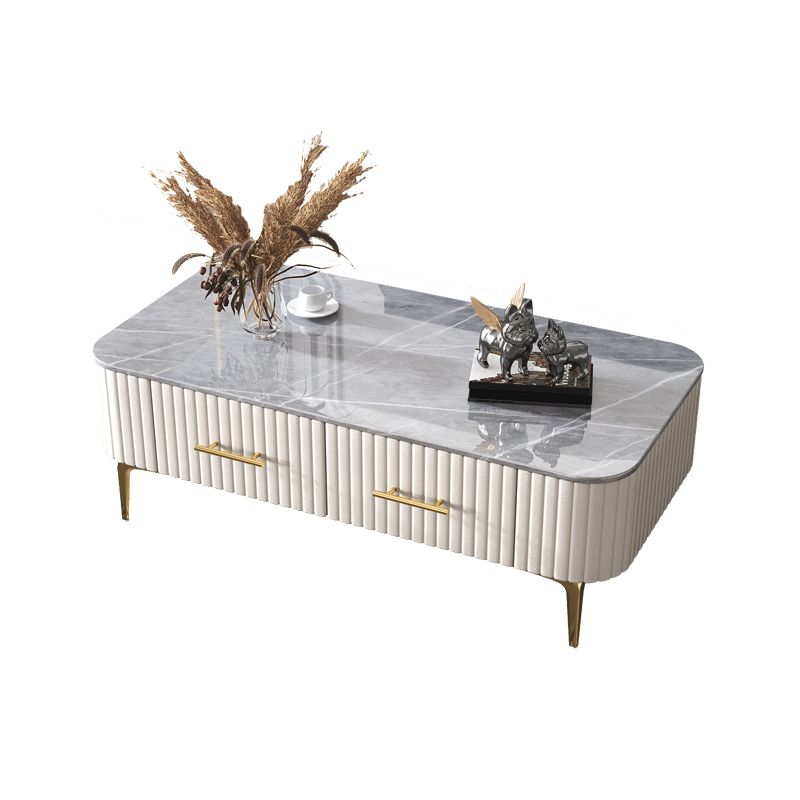 16"H Glam Coffee Table Rectangle 4 Legs Coffee Cocktail Table