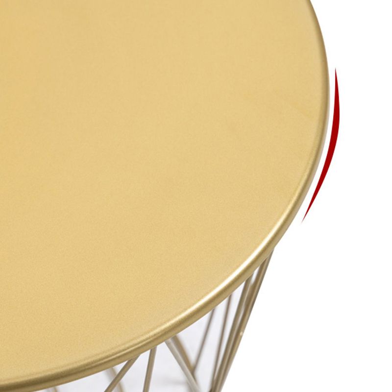 Storage Contemporary Coffee or End Table with Metal Round Top