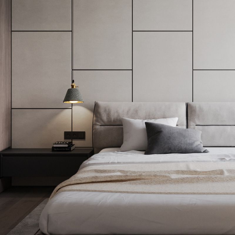 Pendentif en ciment contemporain allumant un pendentif de tête pour la salle d'étude du bar