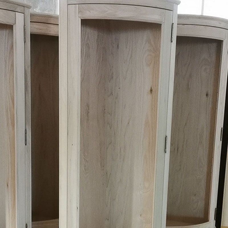 Glass Paned Solid Wood Corner Rustic Accent Cabinet with Doors