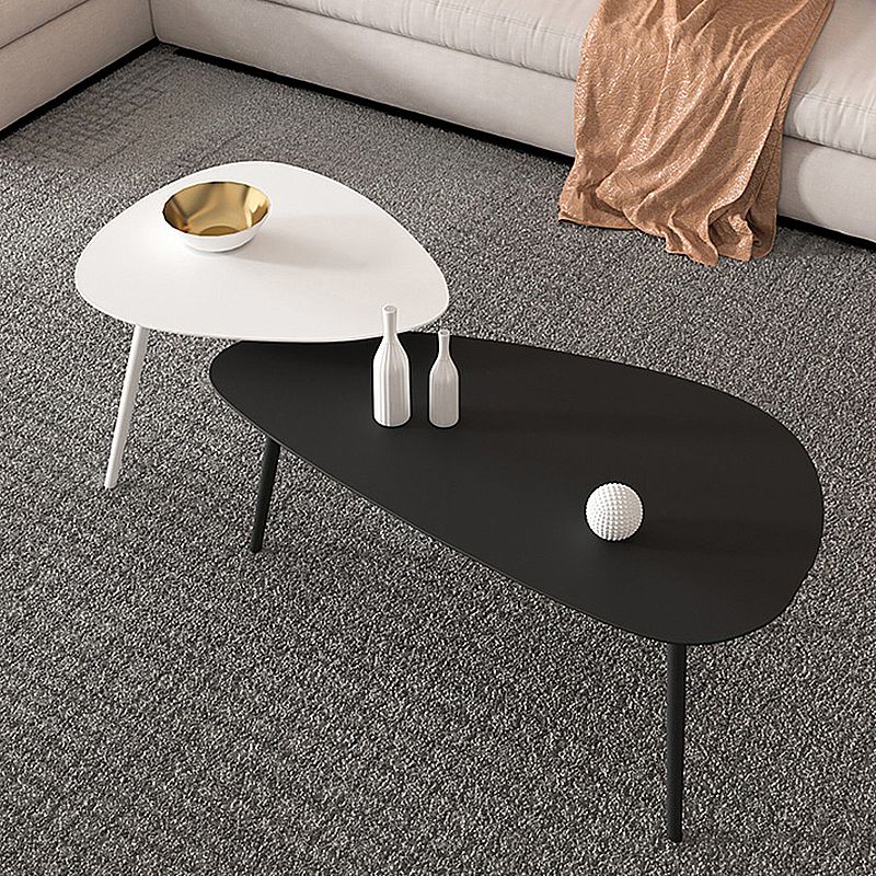 3 Legs Base Metal Black/white Base White/black Free Shape Coffee Table
